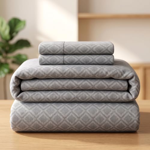 Image of Dream Living Embossed Double Bedsheet with 2 Pillow Covers | 120 GSM | 220x250 Cm | Grey