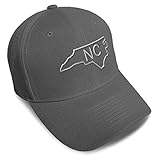 Baseball Cap North Carolina State Map Nc Embroidery Acrylic Dad Hats for Men & Women Strap Closure Dark Grey Design Only