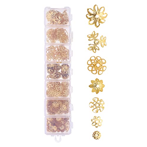 KONTONTY Alloy Bead Caps for Jewelry Making Hollow Out Flower Spacer Beads Findings for Bracelets Necklaces and Crafts Durable and Unique Accessories