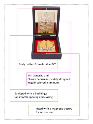 Image of 24K Gold Polished Brown and Gold Color Shree Ganesha Small Pooja Box | Ideal Gift for Hindu Religious, Family and Friends, Corporate Gifts etc... | Worship, Gifting, and Spiritual Blessings.