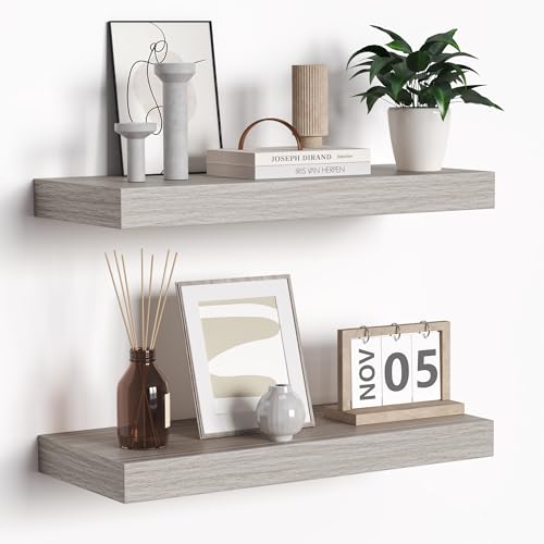 Floating Shelves - Rustic Grey Storage Shelf Set of 2