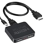 gaubss HDMI Splitter 1 in 2 Out 4K Ultra HD, HDMI Switcher for Dual Monitors, Mirror Display, Supports Laptop, MacBook, Xbox, PS4, Camera