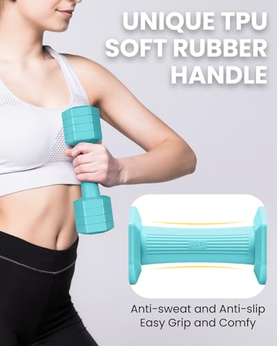 Adjustable Dumbbells Set, 4 in 1 Hand Weights Set for Women Men 10 LB/ 12 LB Dumbbell Pair Each 2lbs 3lbs 4lbs 5lbs Weights Dumbbells Set with TPU Soft Rubber Handle for Home Gym Exercise Fitness - Image 5