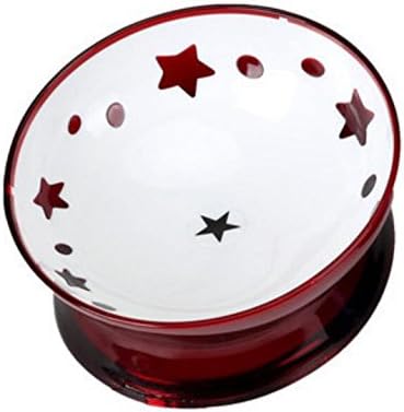 Jeephuer Creative Pet Tilted Bowl Dog Cat Non-slip Food Water Bowls Raised with Star Pattern (Red)