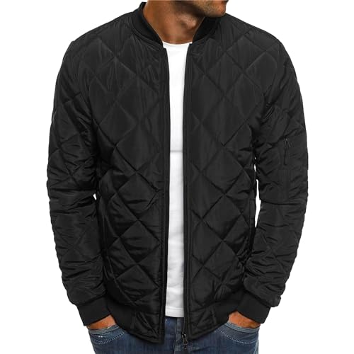 JEShifangjiusu Men'S Diamond Quilted Puffer Down Jacket Lightweight Business Casual Full Zipper Coat Winter Bomber Jackets