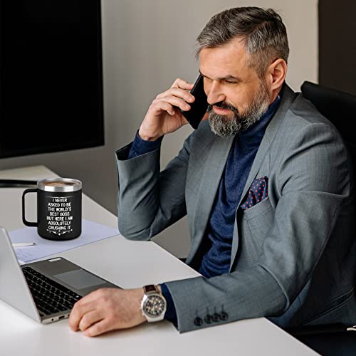 Gingprous Boss Gifts, I Never Asked To Be The World's Best Boss Insulated Travel Mug, Boss Day Gifts Christmas Gifts For Men Boss Manager Employer, 12Oz Stainless Steel Coffee Mug With Handle, Black #TOP5