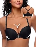 Picture of Upushall Women's Push Up Racerback Bra Front Closure Thick Padded Seamless Back Underwire Bra Add Two Cup