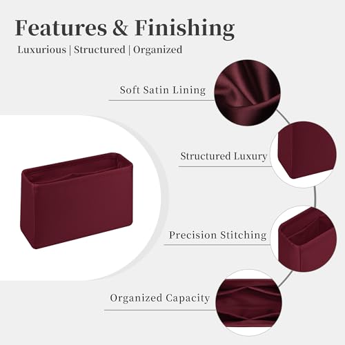 Image of Purse Organizer Insert for Lady Dior New Medium Bags, Satin Luxury Bag Insert, Lightweight & Portable Purse Shaper with Pockets, Ideal for Travel, Shopping, and Daily Use(Rouge H, Lady New Medium)