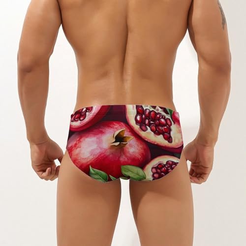 Pomegranates Printed Swim Briefs for Men Sexy Bikini Swimwear Elastic Beach Trunks Bathing Suit3