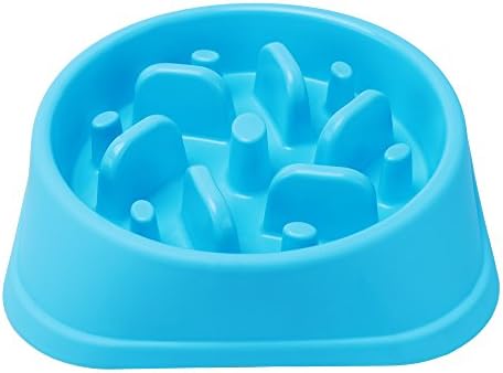 PINJUM Slow Feeder Dog Bowls Fun Interactive Stop Bloat Dog Bowl Pet Non-Slip Drink Water Bowl Square Base Sky Blue