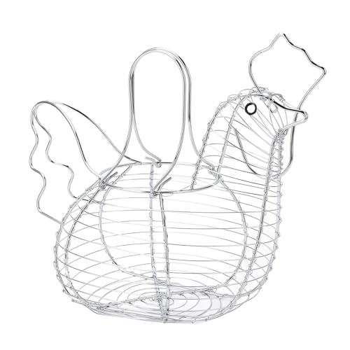 Cestino per Uova di Gallina in Metallo, Portauova di Gallina, Cesto Decorativo in Filo Metallico con Manico Cestino per Uova in Filo Decorativo per