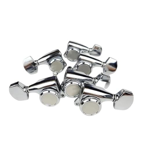 Boutons de verrouillage de guitare 4R 2L avec serrures chromées argent