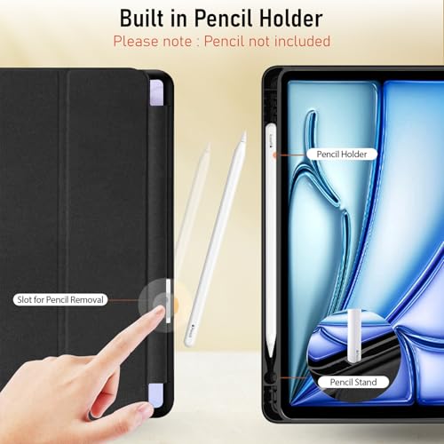 Image of Robustrion Case Cover for iPad Air 11 inch Cover M4 / M3 / M2 / iPad Air 5th Generation Cover /iPad Air 4th Generation with [Pencil Holder] for iPad Air 11 inch M4 M3 M2 /Air 4 5 10.9 inch - Marble Lilac