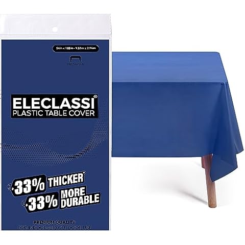 Eleclassi Navy Blue 12 Pack Premium Disposable Plastic Tablecloth 54 x 108 in - Plastic Table Cloths for Parties Disposable Tablecloth for Rectangle Tables Up to 8 Ft - Plastic Table Cloth Disposable Cover