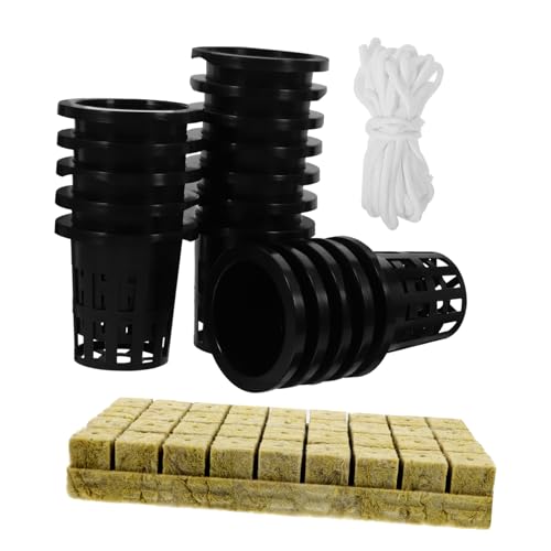 SHINEOFI Kit de Culture Hydroponique avec Paniers et Supports Pots de Germination Corde de Coton pour Plantes sans Sol et Nutrition Hydroponique