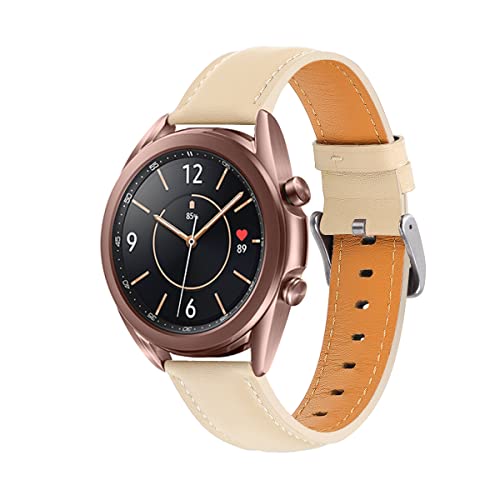 Bracelets en cuir véritable universels pour Galaxy Watch 3/4, libération rapide pour montre intelligente Galaxy Watch 4/Classic/46mm (41mm(20mm), Abricot)