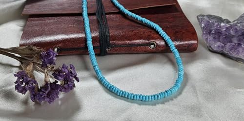 Dainty Natural Turquoise Beaded Necklace, Throat Chakra, Real Genuine Turquoise, 925 Sterling Silver, Gift for Her, Lobster Clasp Toggle Clasp 6