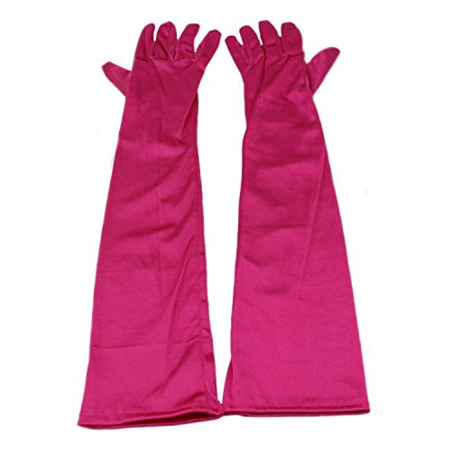 MEISHINE® Elegante Mujer Largo Guantes de Novia Satén Guantes de Boda Ideal para Disfrace, Prom, Boda, Noche Fiesta, rosa., 55