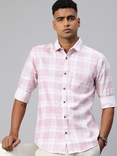 Image of Majestic Man Comfort Slim Fit Pure Cotton Checked Casual Shirt
