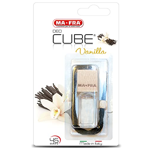 Mafra, Parfum de Voiture et Vanille, Rafraîchit l’Intérieur et Petits Environnements, Design Élégant en Forme de Cube et Bouchon en Bois, Durée Longue...