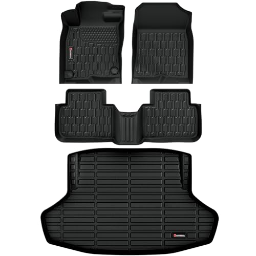 AutoBull Floor Mats & Cargo Liner Fit with 11th Gen Honda Civic 2022-2025 2026 Sedan (Fits Rear Seats with or Without USB Ports) Full Set All Weather Protection 1st 2nd Row Car Liners & Trunk Mat