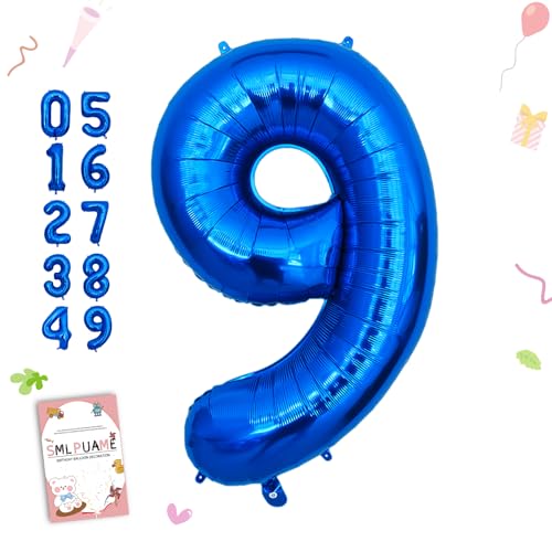 Image of 40 Inch Blue Number 9 Balloon, 9th Birthday Decoration Boys Girls