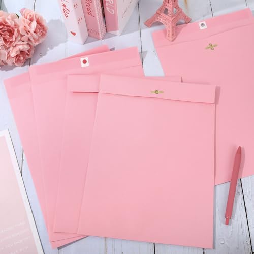 Whaline Envelopes com fecho rosa claro, 50 peças, 24 x 30,5 cm, catálogo, cartas, envelopes fofos, c
