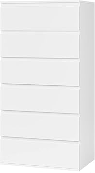FOREHILL Commode Blanche à 5 Tiroirs, étroite, Pour Chambre à Coucher, Couloir, Salon, 55 X 33 X 100 Cm