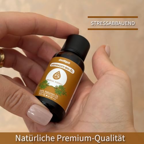 DasXgut - BIO Weihrauchöl 30 ml [100% NATURREIN] - Reines Weihrauch Öl - Duftöl Parfumqualität - Nachhaltiger Wildwuchs - Frankincense Oil E5004119 BG-BIO-02
