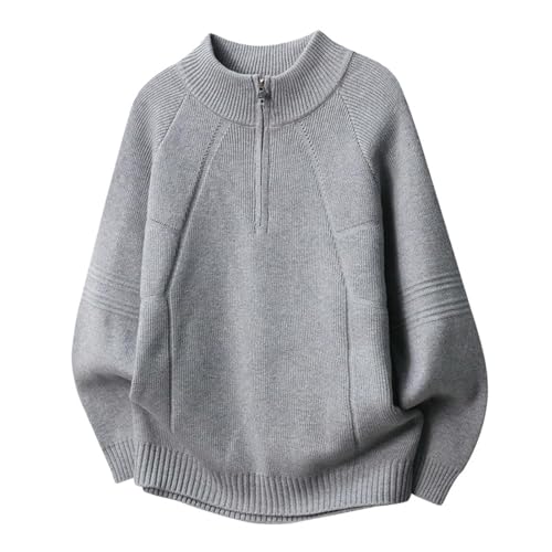 Pull col zippé homme tricot confortable chaud coupe classique
