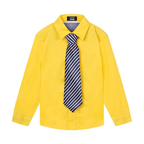 Image of LittleSpring Boys Button Down Long Sleeve Uniform Dress Shirts with Tie