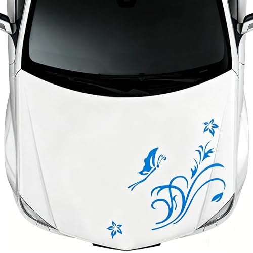Image of Car Body Decals Carved Hollow Flower Butterfly Decorative Stickers Anti-Scratch for Cars, Vans, SUVs, Trucks,Set of 3 pcs (Blue)