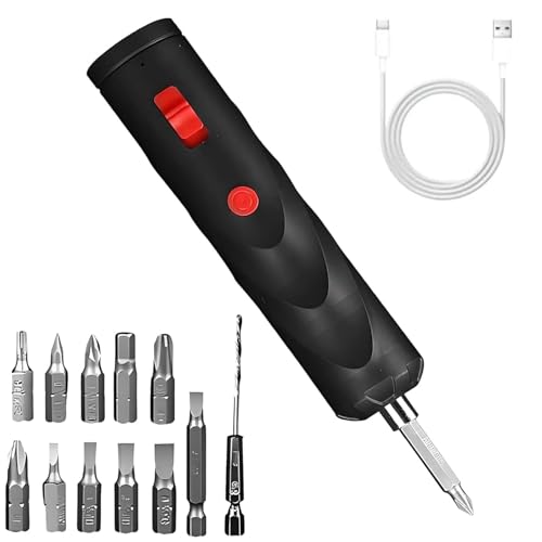 Cordless Electric Screwdriver Rechargeable, Portable Automatic Home Repair Tool Kit with 12pcs Bits and USB Cable, Electric Screwdriver Sets