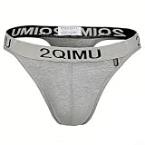 Männer Thong Slip Weich Stretch 90% Polyester Komfortabel(Gray M)