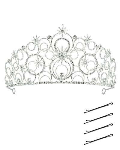 KKUOYT Glinda Sliver Crown for Women Crystal Bubble Crown Tiaras for Weddings Prom Birthdays