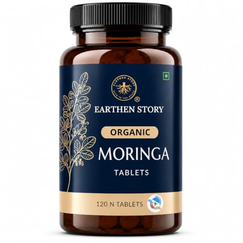 Image of Earthen Story Certified Organic Moringa Tablets (120) | Lab Tested for 270+ Pesticides | Drumstick Leaf Superfood for Energy & Daily Nutrition | Vegan, Non-GMO