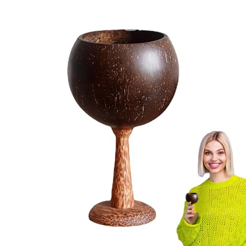 Generisch Tazas Tropicales para | Copa de vino de cáscara de coco con base de madera, vaso de zumo creativo para bebidas de cóctel, copas de vino para vacaciones en la playa, piscinas, banquetes