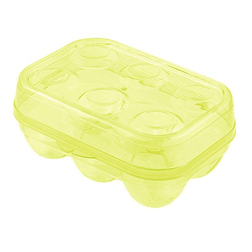 YOHA Clear Egg Storage Box Delicate 6 Girds Egg Dispenser Holder Case Refrigerator Crisper Camping Picnic Travel Portable Egg Carriage,Yellow-6