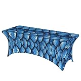 HTTUP - Mantel rectangular con estampado de peces de sirena, color azul océano, fácil instalación