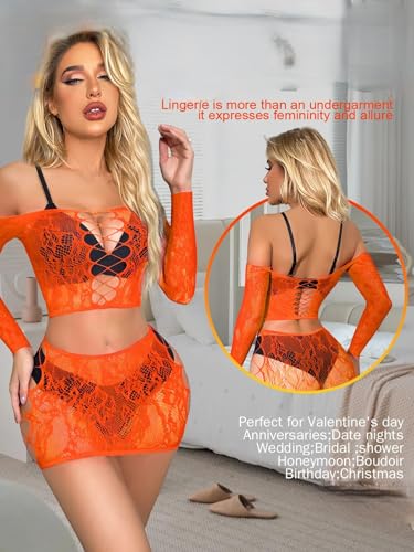 Image of GirlFriend Lingerie for Women Lovely Deep V Neck Teddy Babydoll Mesh Nightwear for Women Mesh Badydoll Fishnets Dresses See Through Lingerie Chemise Outfits One Piece