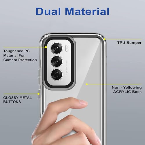 Image of Zapcase Back Case Cover for Oppo Reno 12 Pro 5G | Compatible for Oppo Reno 12 Pro 5G Back Cover | Case Cover with Camera Protection | (TPU + PC | Translucent Black)