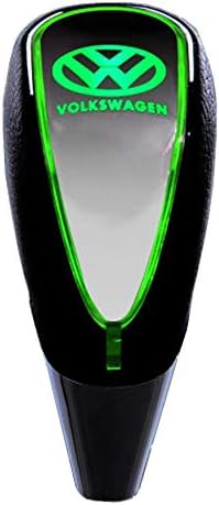 ZhengRong Black Leather Touch Motion Activated LED Light Auto Car Shift Knob Shifter Gear Car Logo Shift Knob with USB Charger for Volkswagen