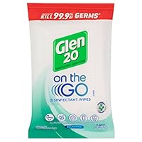 Glen 20 On the Go Disinfectant Wipes, Eucalyptus, 600 Wipes (40 x 15 Wipes)