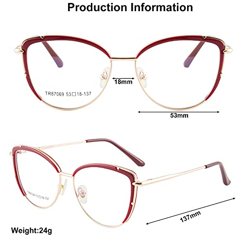Image of Cat Eye Blue Light Blocking Glasses Women TR90 Lightweight Computer Eyeglasses Anti blue-ray Eyewear