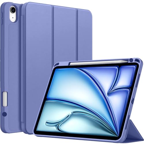 A-BEAUTY Funda Compatible con iPad Air 11 Pulgadas M3/M2 (2025/2024), iPad Air 5/4 (10,9', 2022/2020) con Portalápiz, Carcasa Antichoque, Soporte Trifold, Auto-Reposo/Activación, Azul Claro