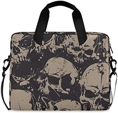 FOLIOSA Retro Skulls Laptop Bag, Laptop Sleeve Case with Non-Slip Shoulder Strap Multi-Pockets Messenger Bag Briefcase Fits 13-16 in Laptop Tablet