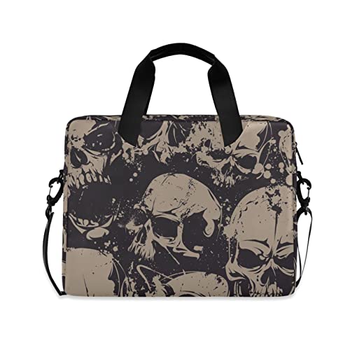 Foliosa Retro Skulls Laptop Bag, Laptop Sleeve Case With Non-Slip Shoulder Strap Multi-Pockets Messenger Bag Briefcase Fits 13-16 In Laptop Tablet #TOP2
