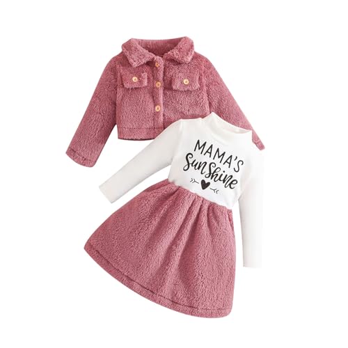 Yoolhamy 2PCS Baby Mädchen Winterkleid und Samt Strickjacke Sets...