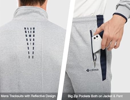 Sportpak voor heren, katoen met capuchon, tracksuit, baggy Y2K, lange katoenen winterpak, mannen, sport, multi-pocket-werkkleding, broek, pullover met capuchon, sweatshirt pak, blauw, M