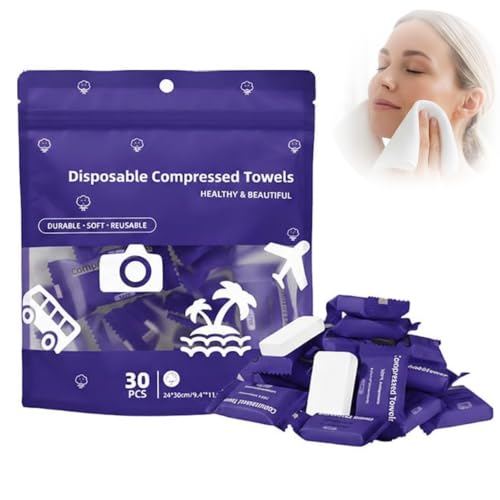 Compressed Towels, Disposable Face Towels (6, Blue)
